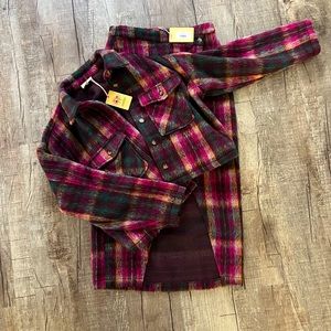 NWT ENTRO JACKET AND MIDI ASYMMETRICAL SKIRT SET